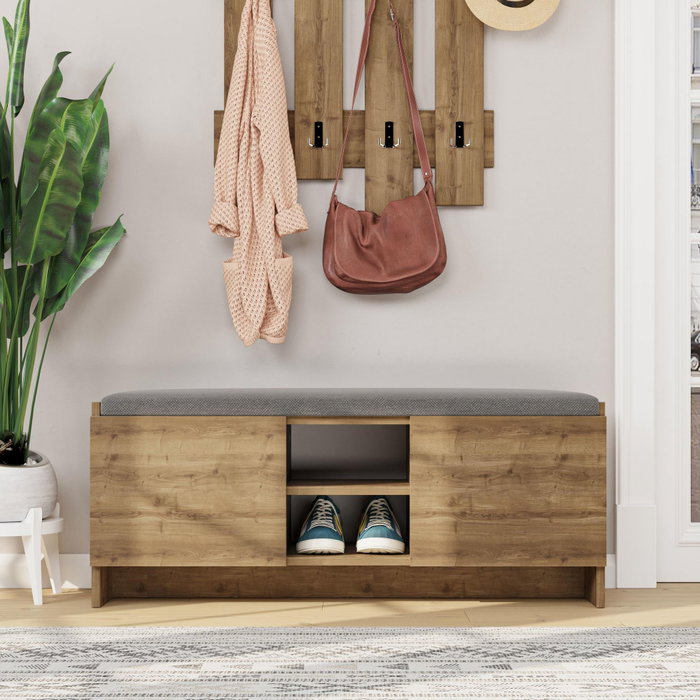 Hanah Home Zapatero Roble Oscuro 110cm Ancho x 43cm Alto x 37cm Profundo
